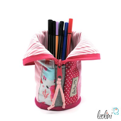 Stehende Stiftetasche Leo | Federpennal rosa Pferd personalisierbar