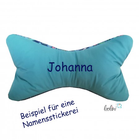 Leseknochen personalisierbar | Nackenkissen BLUMENTRAUM DUNKELBLAU | handgefertigt Leolini - 3