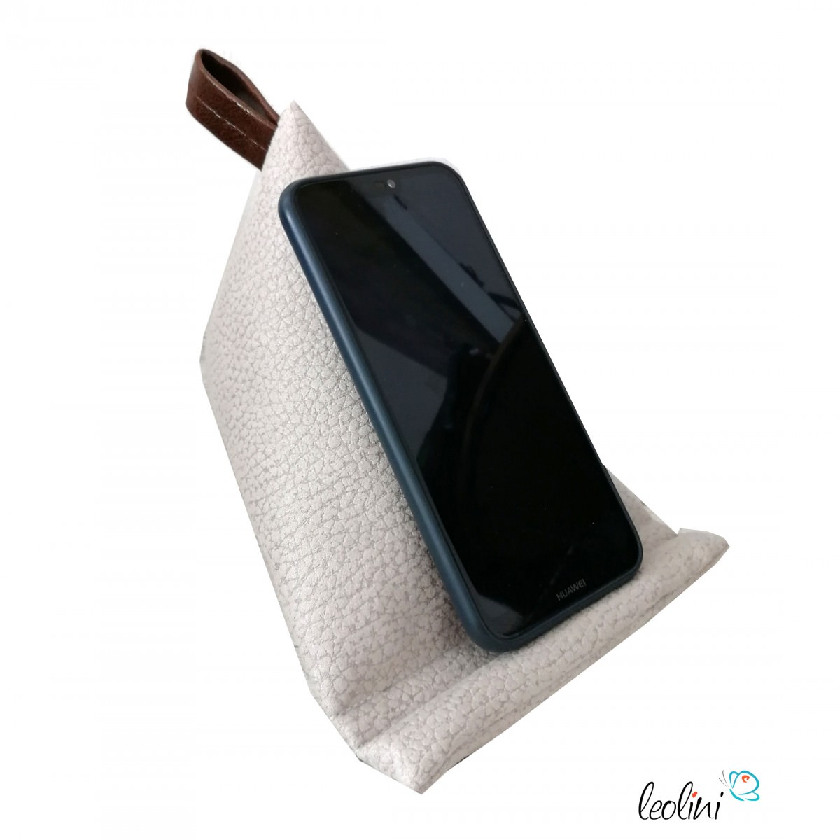 Handysitzsack DELUXE | Wildlederimitat creme | Stützkissen für Smartphone und Tablet