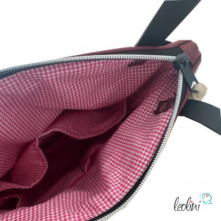 Henkeltasche LENO mit der Blume des Lebens | bordeaux Lederimitat | mit Außenfach Leolini - 5