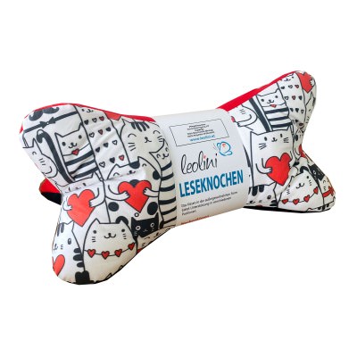 Leseknochen personalisierbar | Nackenkissen KATZENLIEBE | handgemacht von Leolini