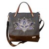 Umhängetasche aus Canvas mit Stickerei LOTUSBLÜTE | Farbe anthrazit mit Henkel Leolini - 8